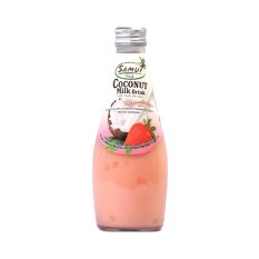 Strawberry Flavored Coconut Milk Drink with Nata de Coco 290 ml | SAMUI