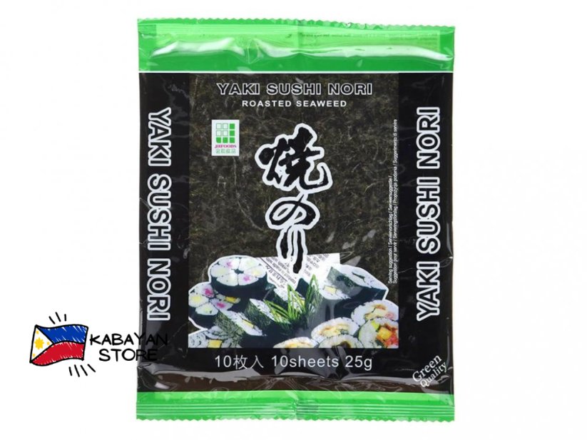 Mořské řasy Yaki Sushi Nori Green pražené 25 g (10 plátků) | JHFoods